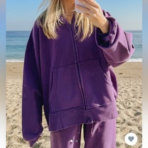 Daily Drills Oversized Zip Hoodie Rich Purple